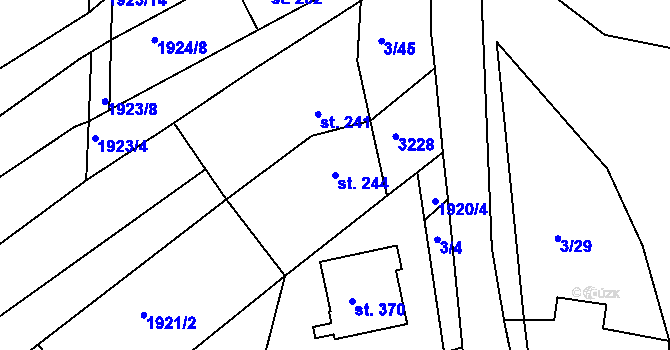 Parcela st. 244 v KÚ Ježov, Katastrální mapa