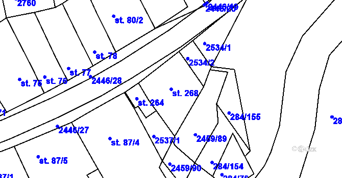 Parcela st. 268 v KÚ Ježov, Katastrální mapa