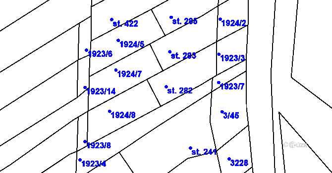 Parcela st. 282 v KÚ Ježov, Katastrální mapa