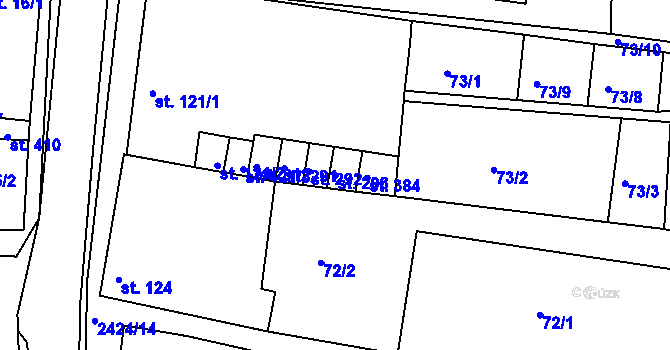 Parcela st. 293 v KÚ Ježov, Katastrální mapa