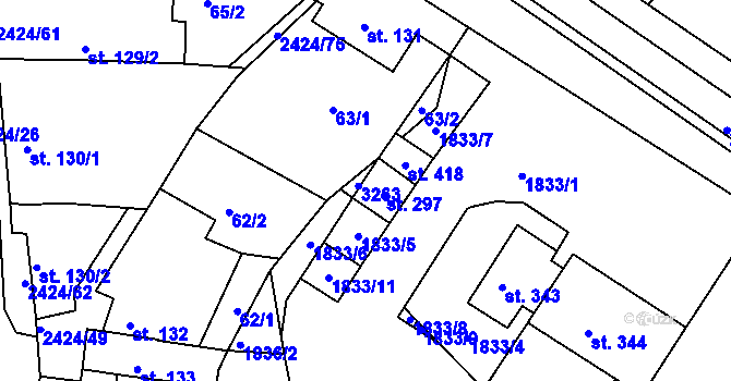 Parcela st. 297 v KÚ Ježov, Katastrální mapa