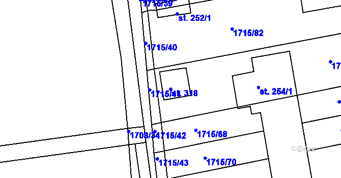 Parcela st. 318 v KÚ Ježov, Katastrální mapa