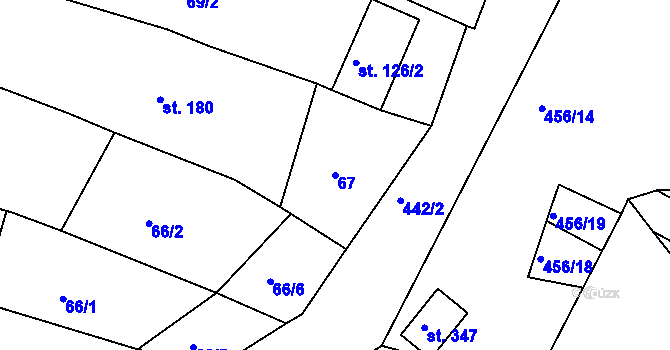 Parcela st. 67 v KÚ Ježov, Katastrální mapa