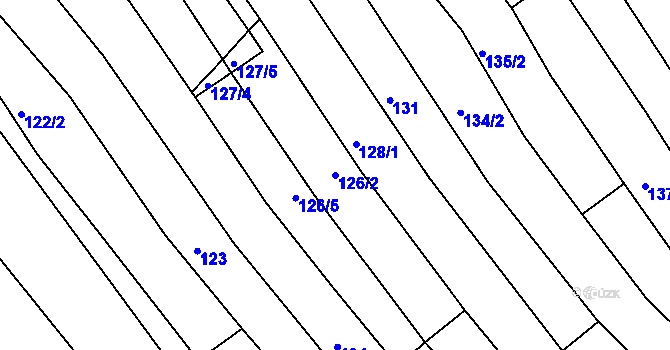 Parcela st. 126/2 v KÚ Ježov, Katastrální mapa