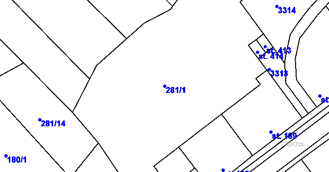 Parcela st. 281/1 v KÚ Ježov, Katastrální mapa