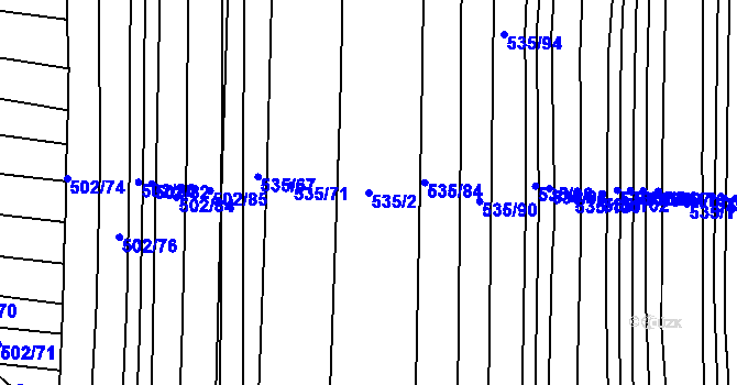 Parcela st. 535/2 v KÚ Ježov, Katastrální mapa