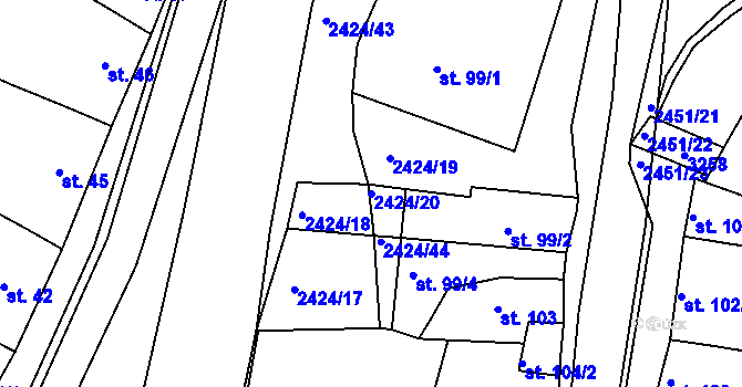 Parcela st. 2424/20 v KÚ Ježov, Katastrální mapa