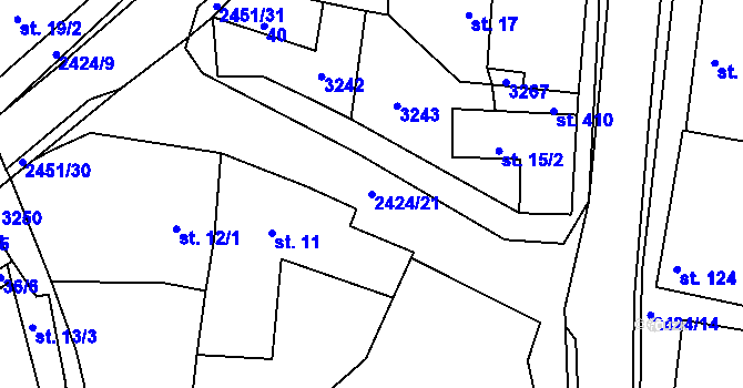 Parcela st. 2424/21 v KÚ Ježov, Katastrální mapa