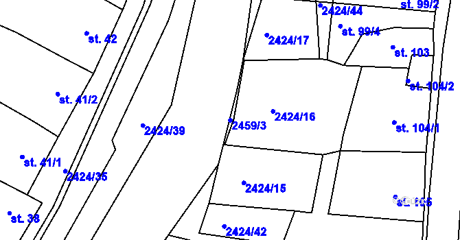 Parcela st. 2459/3 v KÚ Ježov, Katastrální mapa