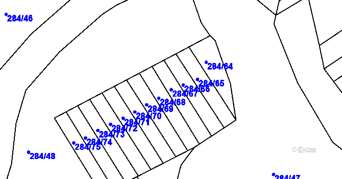 Parcela st. 284/67 v KÚ Ježov, Katastrální mapa