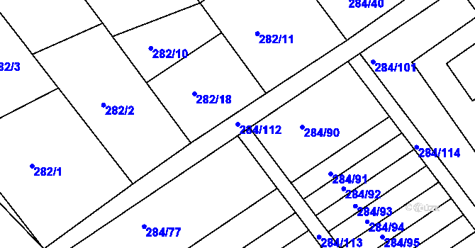 Parcela st. 284/112 v KÚ Ježov, Katastrální mapa