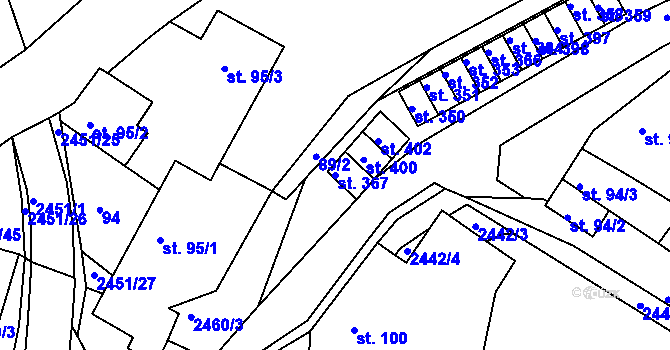 Parcela st. 367 v KÚ Ježov, Katastrální mapa