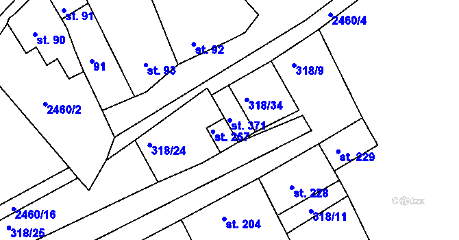 Parcela st. 371 v KÚ Ježov, Katastrální mapa