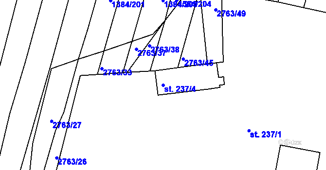 Parcela st. 237/4 v KÚ Ježov, Katastrální mapa