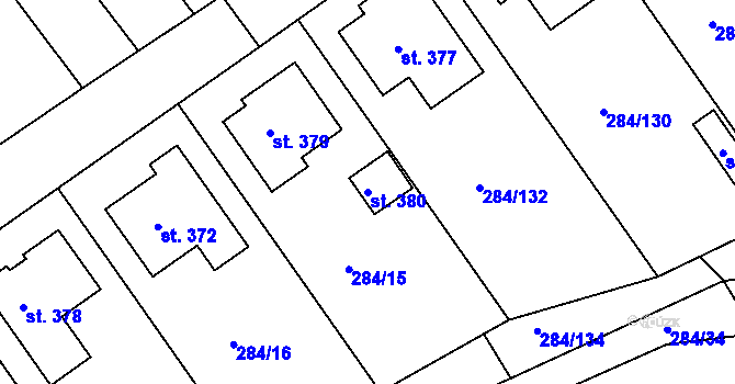 Parcela st. 380 v KÚ Ježov, Katastrální mapa