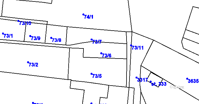 Parcela st. 73/6 v KÚ Ježov, Katastrální mapa