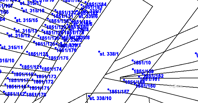 Parcela st. 338/1 v KÚ Ježov, Katastrální mapa