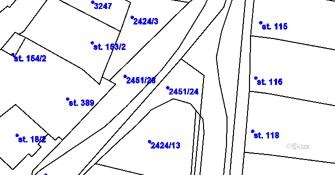 Parcela st. 2451/24 v KÚ Ježov, Katastrální mapa
