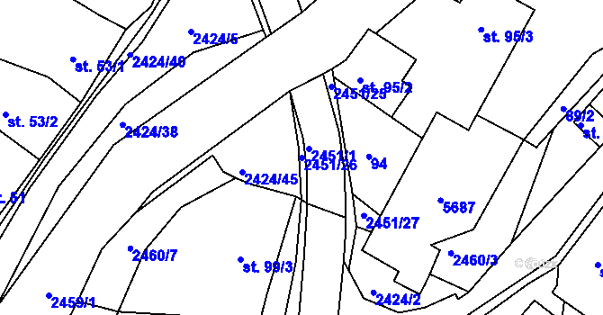 Parcela st. 2451/26 v KÚ Ježov, Katastrální mapa