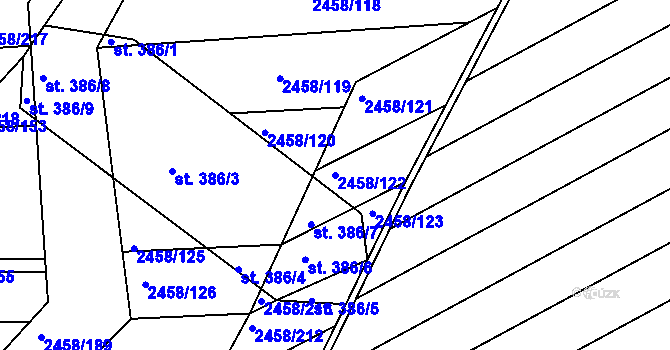 Parcela st. 2458/122 v KÚ Ježov, Katastrální mapa