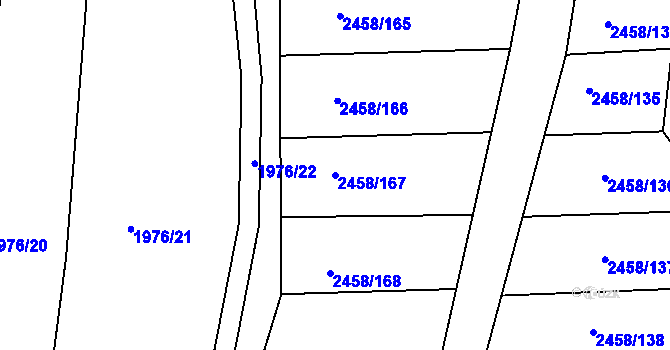 Parcela st. 2458/167 v KÚ Ježov, Katastrální mapa