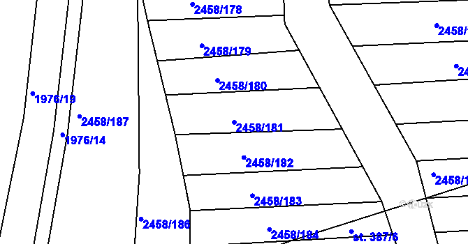 Parcela st. 2458/181 v KÚ Ježov, Katastrální mapa