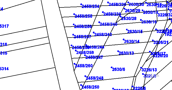 Parcela st. 2458/244 v KÚ Ježov, Katastrální mapa