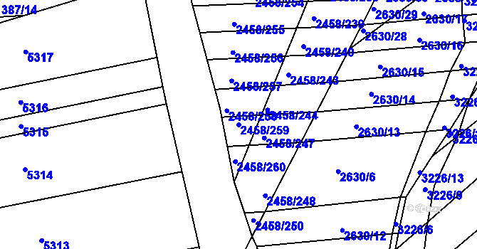 Parcela st. 2458/259 v KÚ Ježov, Katastrální mapa
