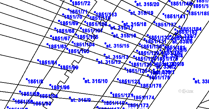 Parcela st. 315/13 v KÚ Ježov, Katastrální mapa