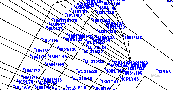 Parcela st. 315/24 v KÚ Ježov, Katastrální mapa