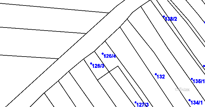 Parcela st. 126/4 v KÚ Ježov, Katastrální mapa