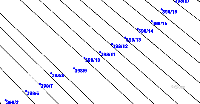 Parcela st. 398/11 v KÚ Ježov, Katastrální mapa