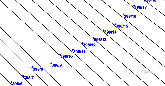 Parcela st. 398/12 v KÚ Ježov, Katastrální mapa