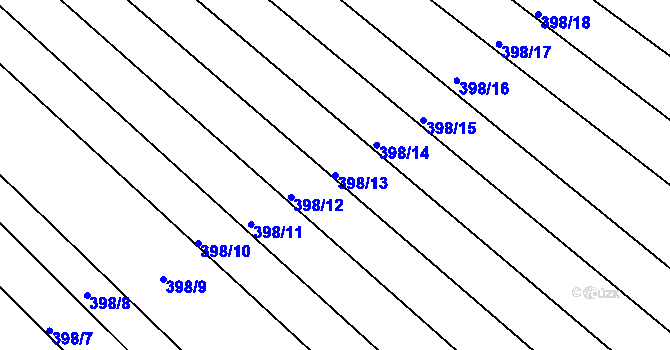 Parcela st. 398/13 v KÚ Ježov, Katastrální mapa