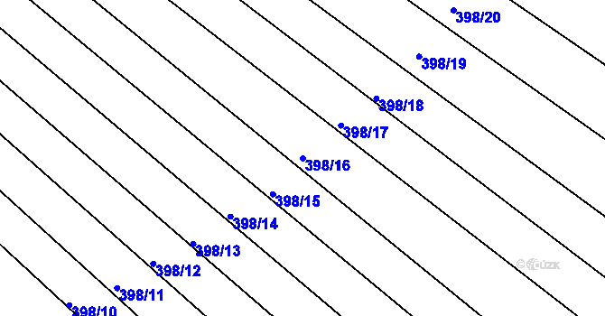 Parcela st. 398/16 v KÚ Ježov, Katastrální mapa
