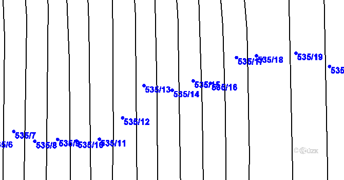 Parcela st. 535/14 v KÚ Ježov, Katastrální mapa