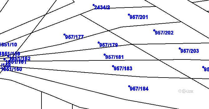 Parcela st. 957/181 v KÚ Ježov, Katastrální mapa