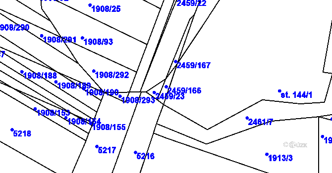 Parcela st. 2459/166 v KÚ Ježov, Katastrální mapa