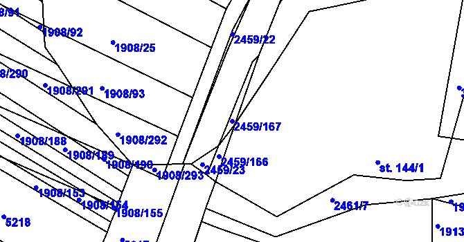 Parcela st. 2459/167 v KÚ Ježov, Katastrální mapa