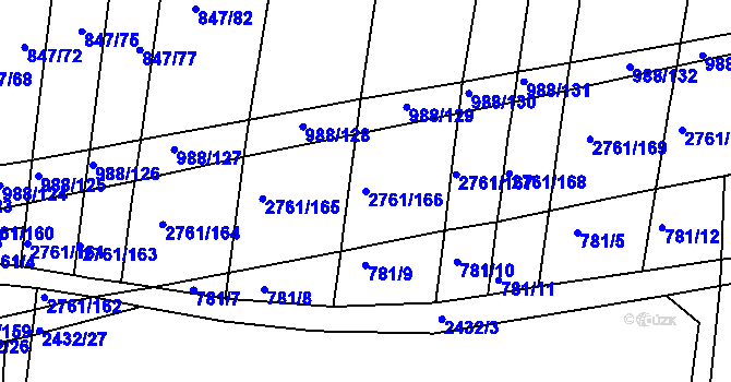Parcela st. 2761/166 v KÚ Ježov, Katastrální mapa
