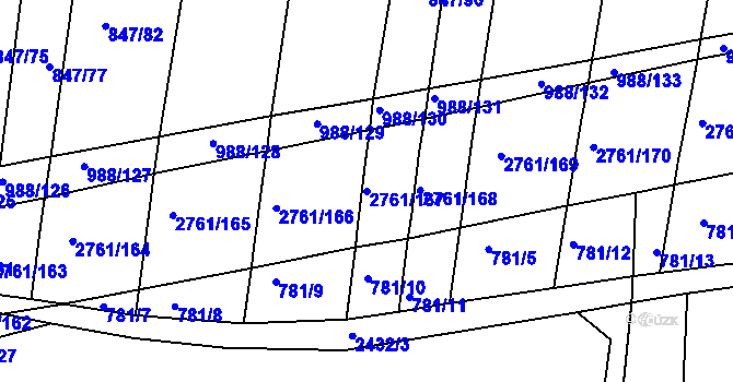 Parcela st. 2761/167 v KÚ Ježov, Katastrální mapa