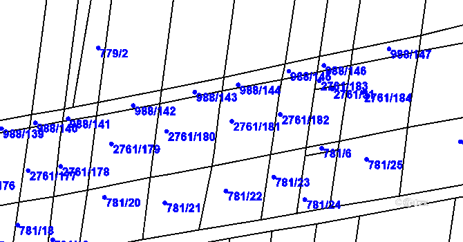 Parcela st. 2761/181 v KÚ Ježov, Katastrální mapa