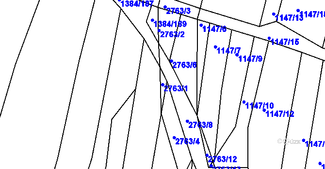 Parcela st. 2763/1 v KÚ Ježov, Katastrální mapa