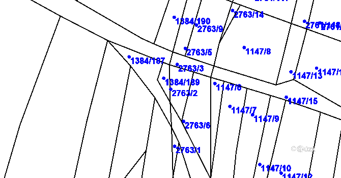 Parcela st. 2763/2 v KÚ Ježov, Katastrální mapa
