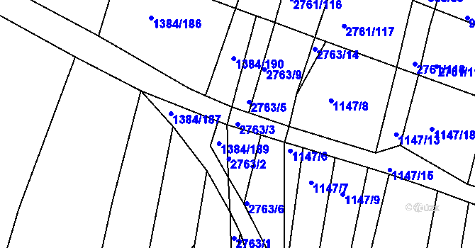 Parcela st. 2763/3 v KÚ Ježov, Katastrální mapa