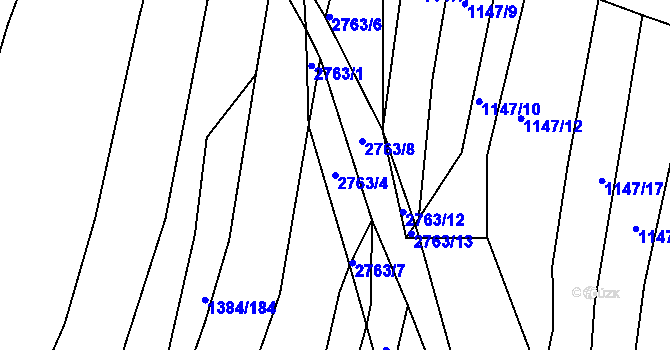 Parcela st. 2763/4 v KÚ Ježov, Katastrální mapa