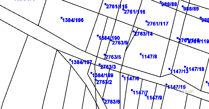 Parcela st. 2763/5 v KÚ Ježov, Katastrální mapa