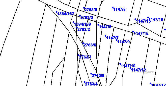 Parcela st. 2763/6 v KÚ Ježov, Katastrální mapa