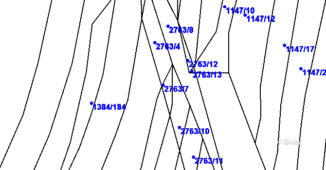 Parcela st. 2763/7 v KÚ Ježov, Katastrální mapa