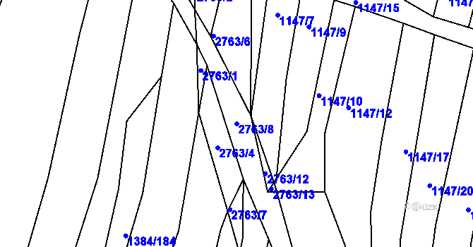 Parcela st. 2763/8 v KÚ Ježov, Katastrální mapa
